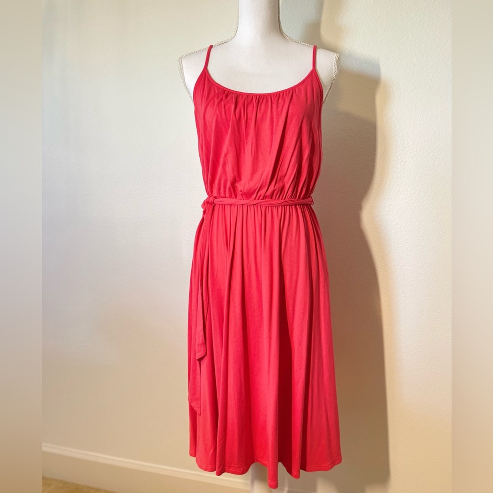 Ann Taylor LOFT Solid Sleeveless Watermelon Sundress Medium Casual Knit